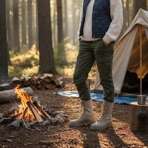 Sam Edelman Beige Lace-Up Boots